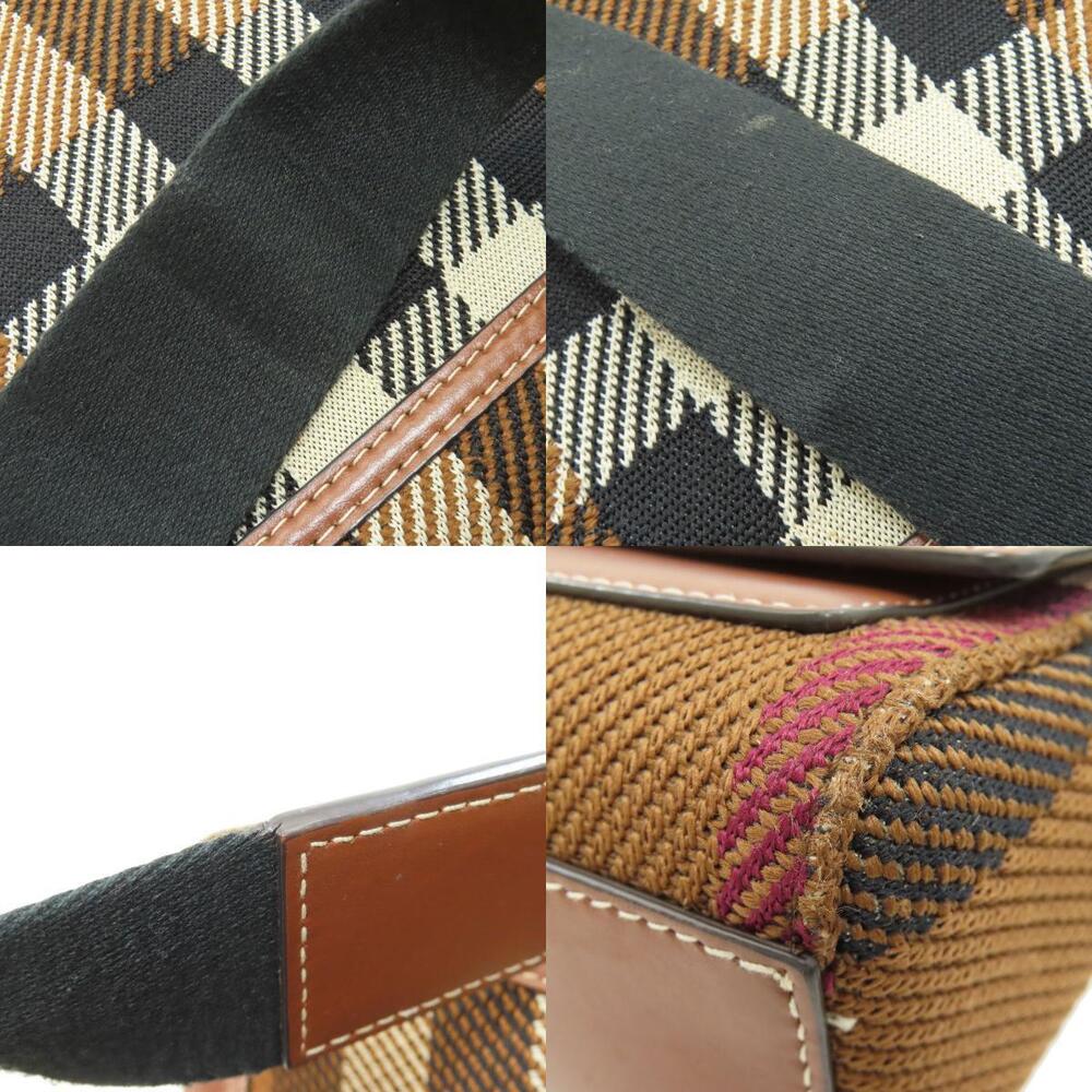 Burberry Check Shoulder Bag Canvas Leather - Picture 9 of 11